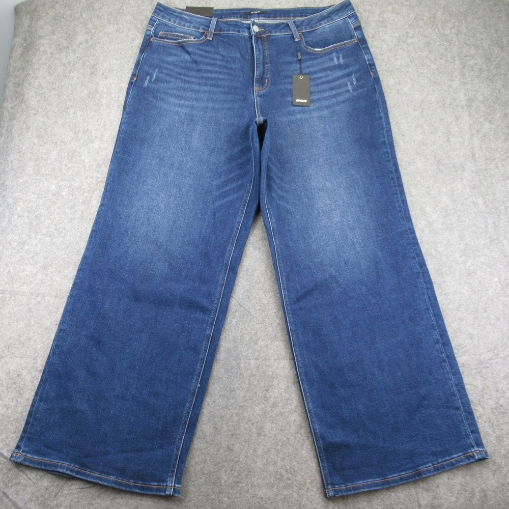 Oneso Women's Mid‎ Rise Wide Leg Jeans Blue 22W Stretch Denim
